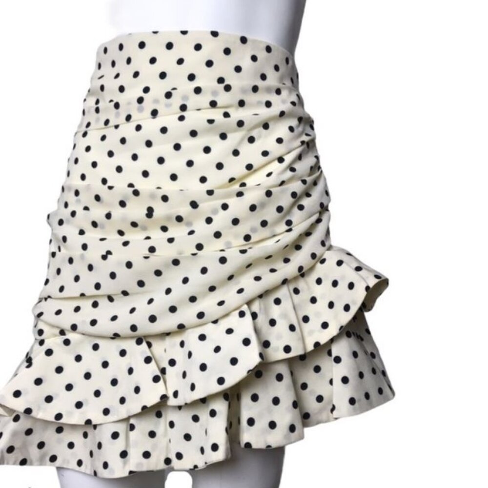 DRAPED RUCHED POLKA DOT SKIRT with RUFFLE HEM - Picture 4 of 10